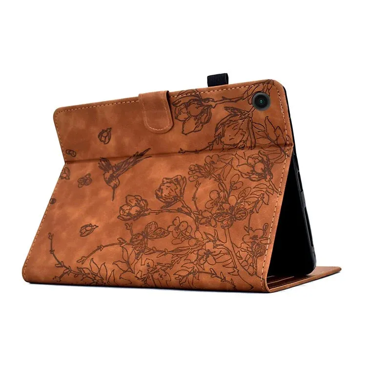 For Samsung Galaxy Tab A8 10.5 (2022) / (2021) X200 X205  Case Flower Bird Imprinted Card Holder Leather Tablet Cover
