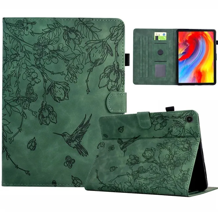 For Samsung Galaxy Tab A8 10.5 (2022) / (2021) X200 X205  Case Flower Bird Imprinted Card Holder Leather Tablet Cover