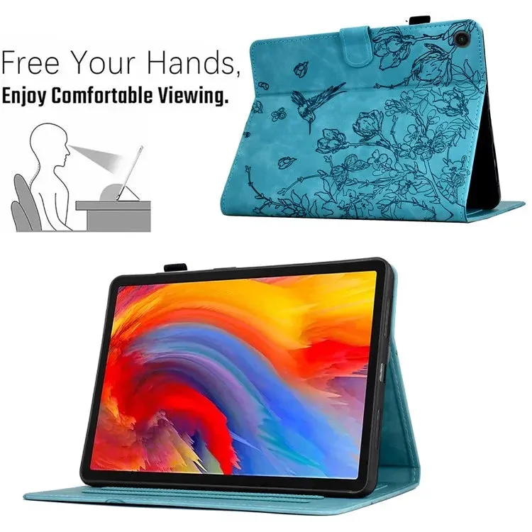 For Samsung Galaxy Tab A8 10.5 (2022) / (2021) X200 X205  Case Flower Bird Imprinted Card Holder Leather Tablet Cover