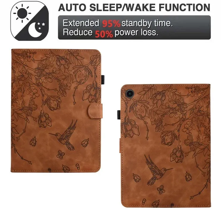 For Samsung Galaxy Tab A8 10.5 (2022) / (2021) X200 X205  Case Flower Bird Imprinted Card Holder Leather Tablet Cover