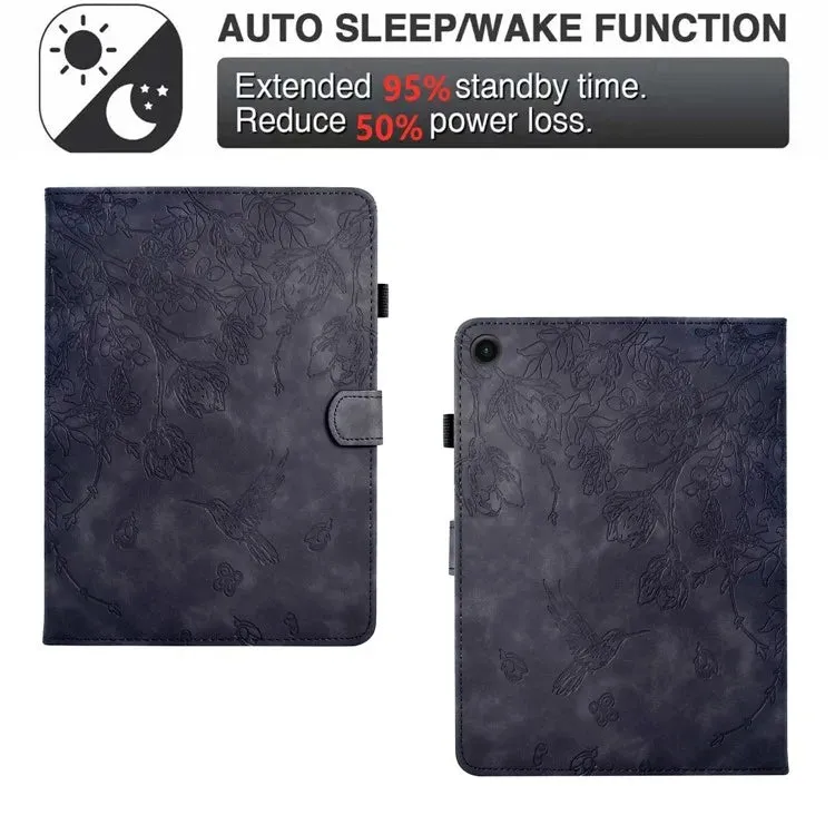 For Samsung Galaxy Tab A8 10.5 (2022) / (2021) X200 X205  Case Flower Bird Imprinted Card Holder Leather Tablet Cover