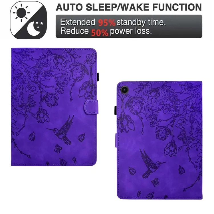 For Samsung Galaxy Tab A8 10.5 (2022) / (2021) X200 X205  Case Flower Bird Imprinted Card Holder Leather Tablet Cover