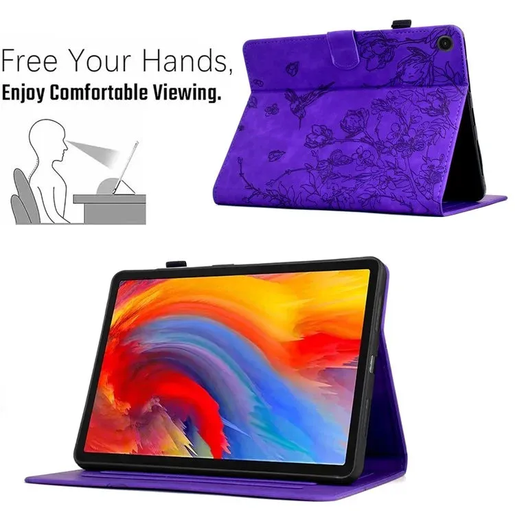 For Samsung Galaxy Tab A8 10.5 (2022) / (2021) X200 X205  Case Flower Bird Imprinted Card Holder Leather Tablet Cover