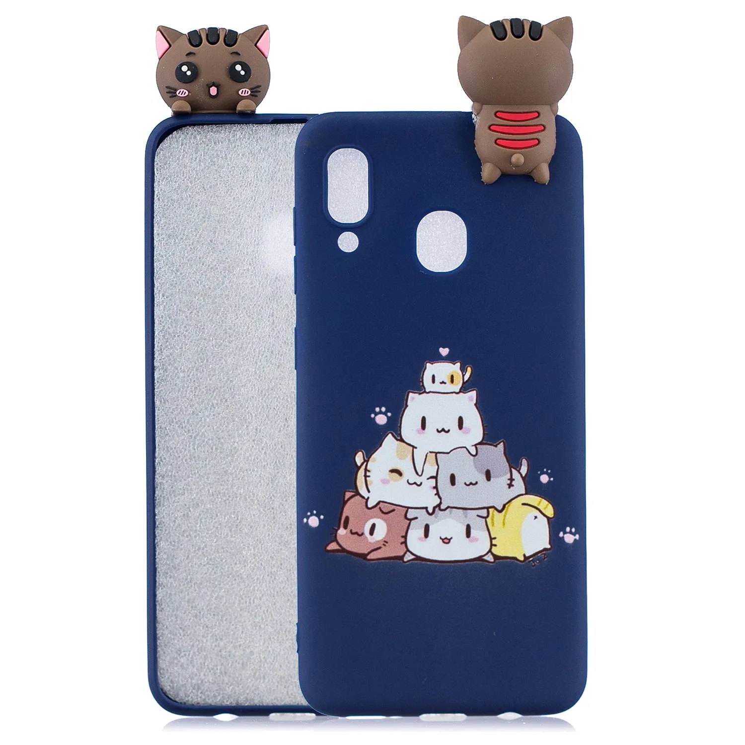 For Samsung M20 3D Cute Coloured Painted Animal TPU Anti-scratch Non-slip Protective Cover Back Case red