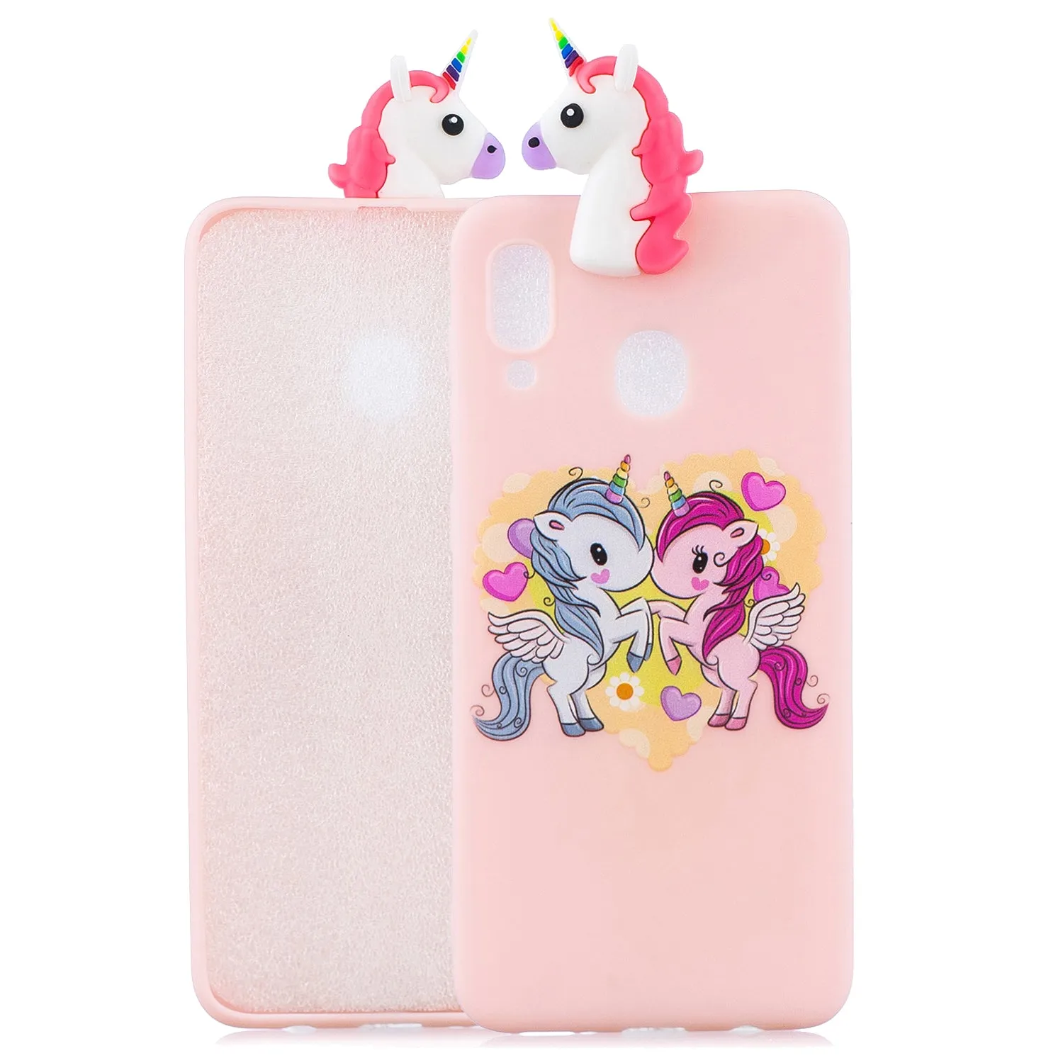 For Samsung M20 3D Cute Coloured Painted Animal TPU Anti-scratch Non-slip Protective Cover Back Case red