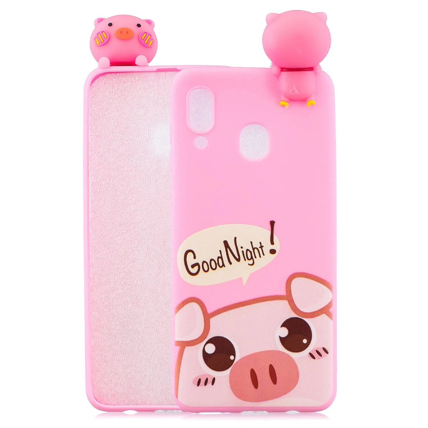 For Samsung M20 3D Cute Coloured Painted Animal TPU Anti-scratch Non-slip Protective Cover Back Case red
