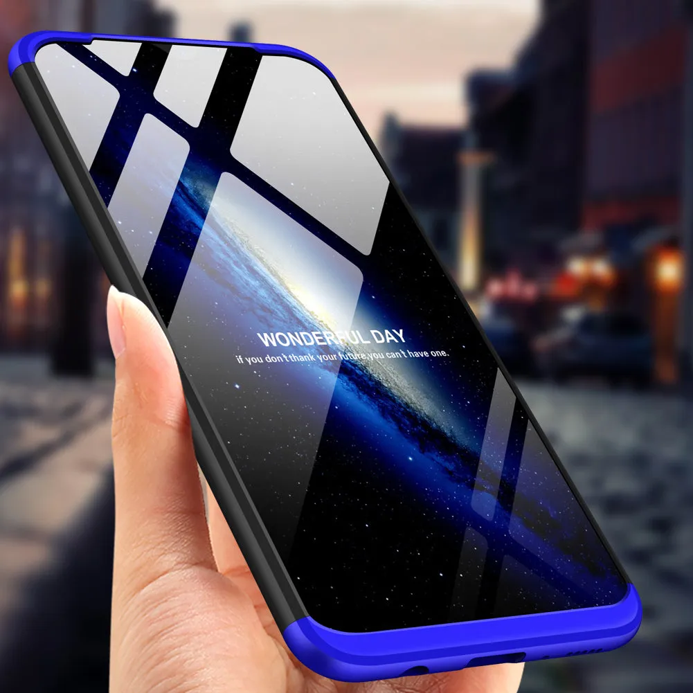 For Samsung M20 Ultra Slim PC Back Cover Non-slip Shockproof 360 Degree Full Protective Case Blue black blue