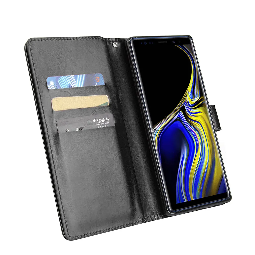 For Samsung Note 9 PU Full Protective Cover with 9 Card Slot Lanyard Bracket Buckle gold