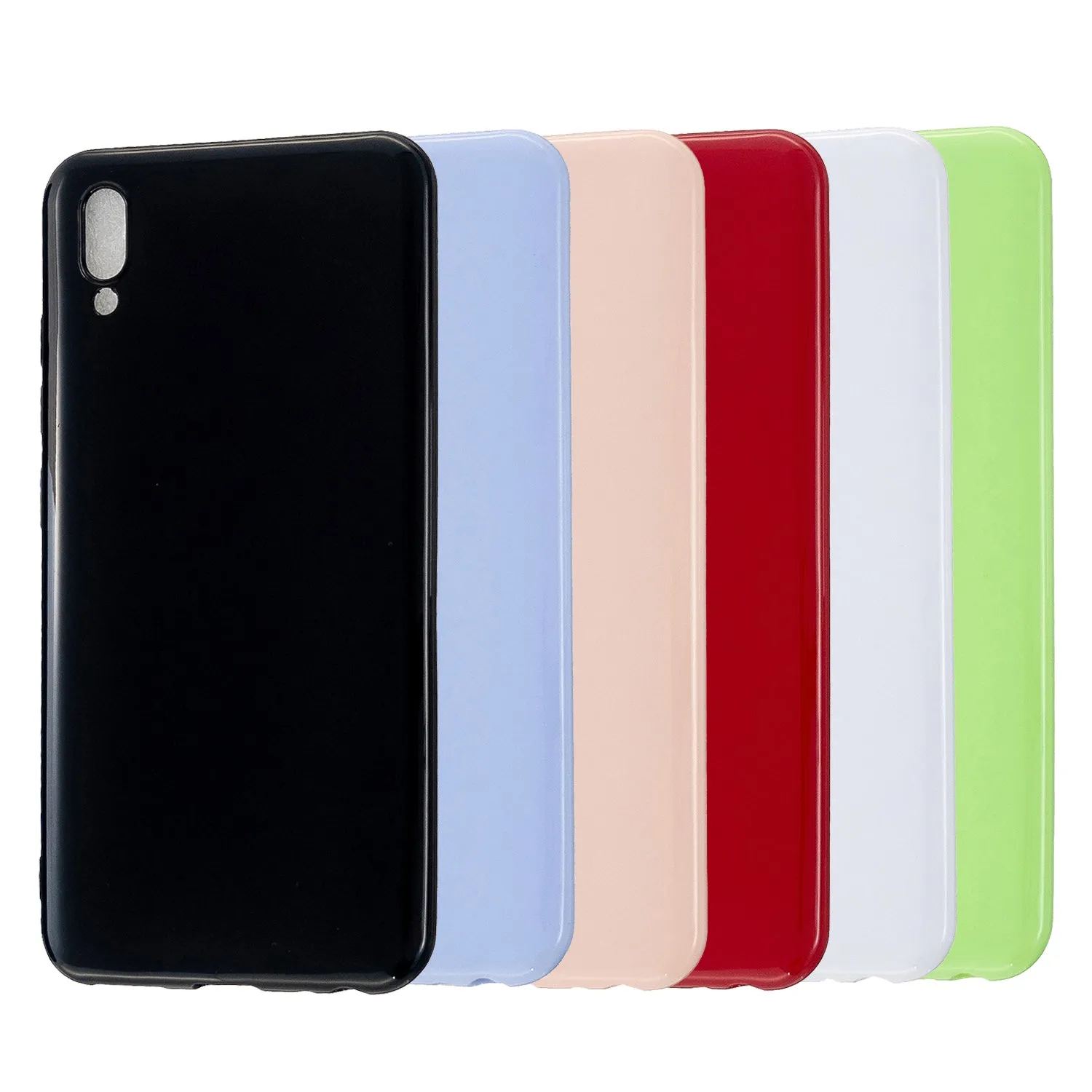For VIVO Y93/Y95 Mobile Phone Case Glossy Finish Lightweight TPU Cellphone Cover Anti-scratch Overal Protection Shell Bright black