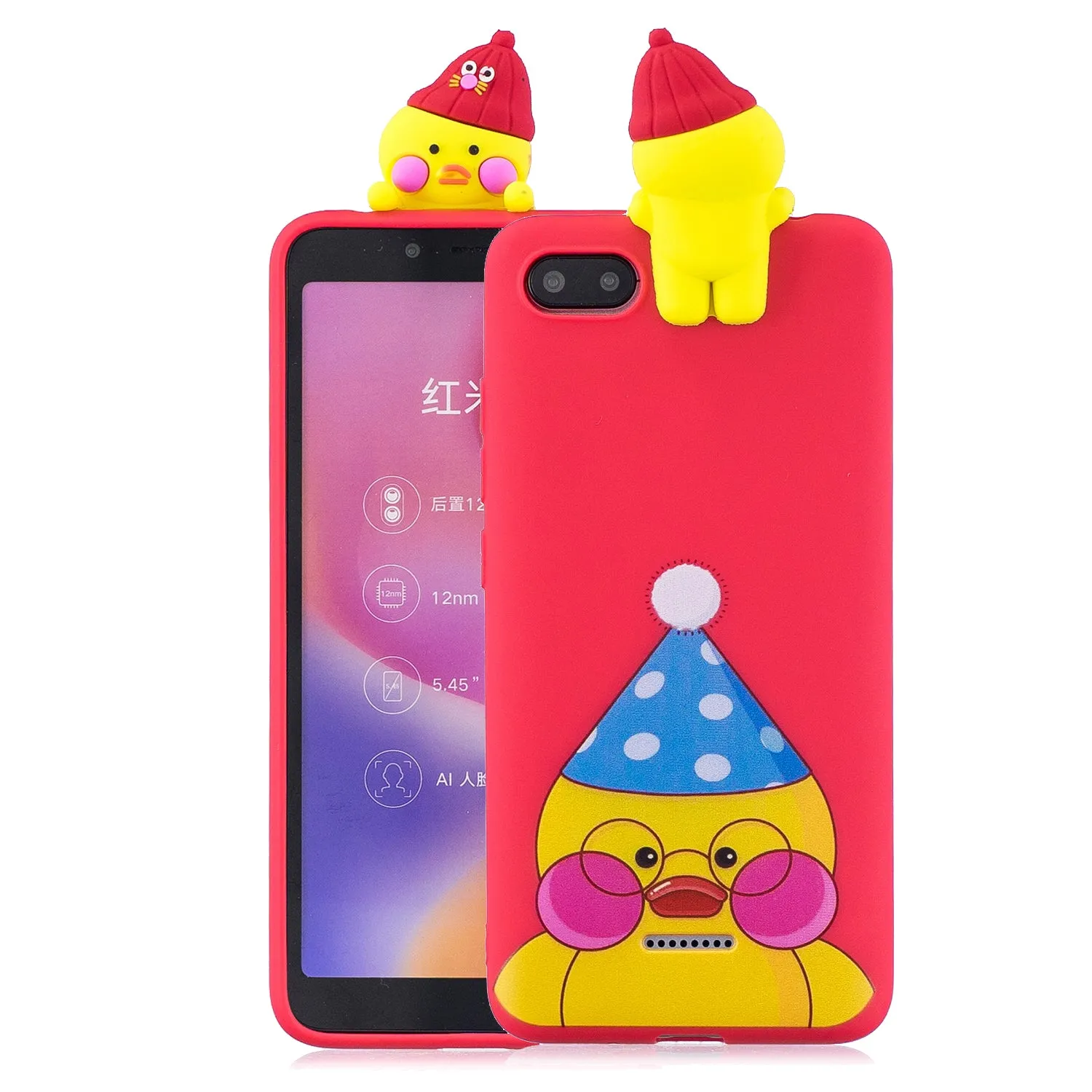 For XIAOMI Redmi 6A 3D Cartoon Lovely Coloured Painted Soft TPU Back Cover Non-slip Shockproof Full Protective Case yellow