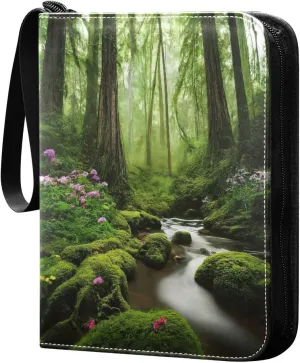 Forest Card Binder 4 Pockets, 400 Pockets Trading Card Binder Removable Card Albums Card Holder for Games, Sports, Football, Baseball Cards