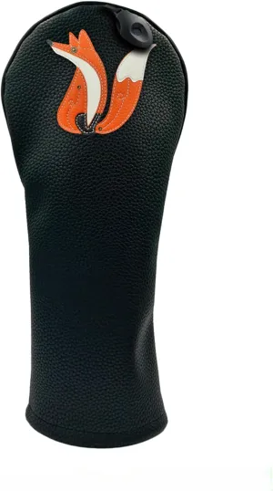 Fox PU Leather Golf Club Covers Driver Headcovers Fairway Woods Hybrid Protector with Interchangeable Number Tag
