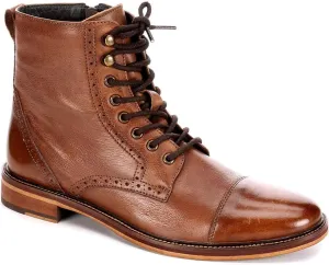 Franco Fortini Mens Drexel Cap Toe Brogue Lace Up Boot Shoes, Tan, US 13
