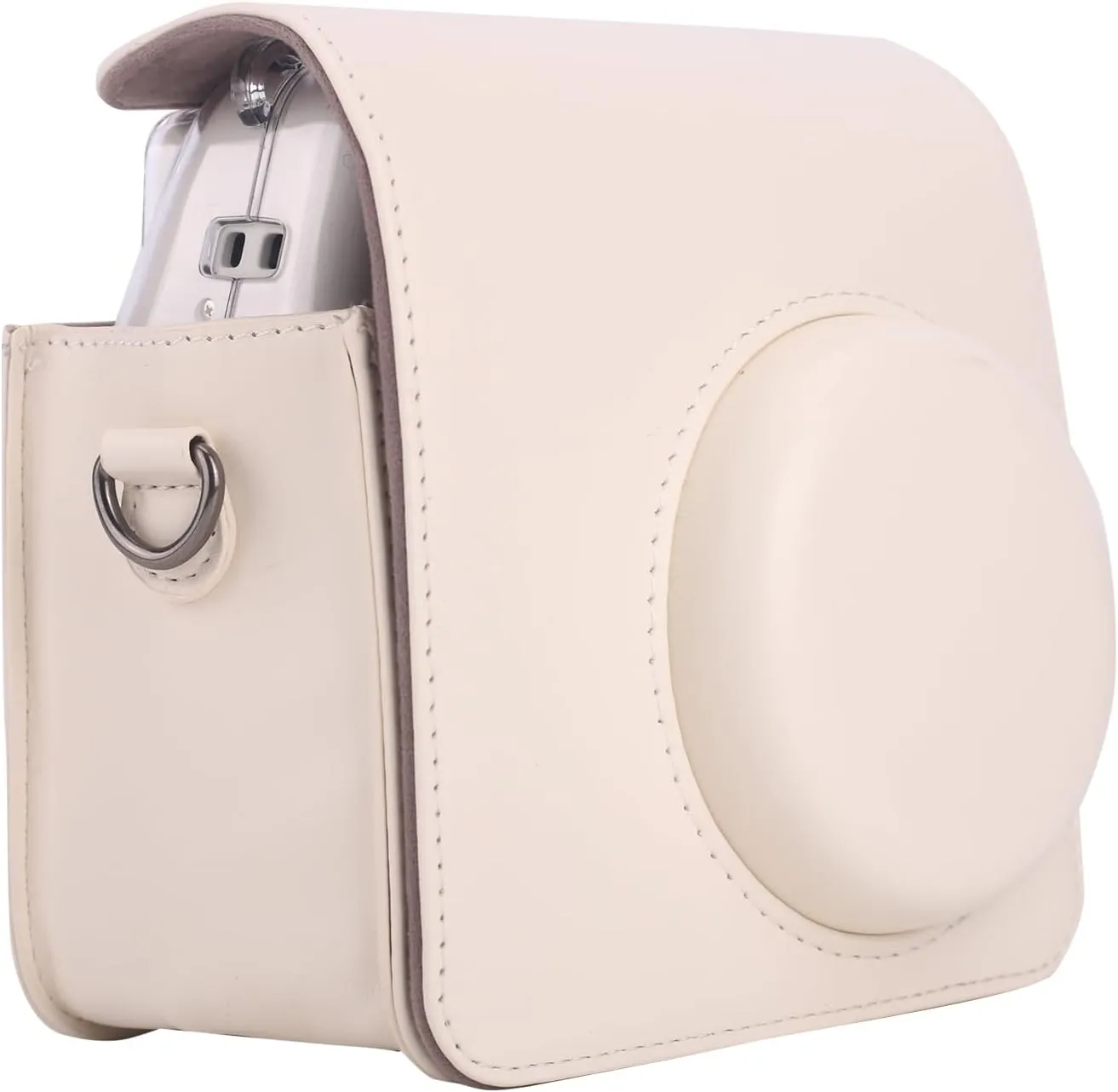Frankmate Protective Case for Fujifilm Instax Mini SE/7 /7s/7c, PU Leather Camera Case with Adjustable Shoulder Straps (Off-white)