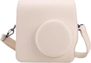 Frankmate Protective Case for Fujifilm Instax Mini SE/7 /7s/7c, PU Leather Camera Case with Adjustable Shoulder Straps (Off-white)