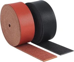 FREEBLOSS 1 Inch Wide Flat Leather Straps for Crafts Full Grain Leather Strips Leather Shoulder Strap Leather Strip for DIY Craft Projects for Bags 2 Colors(Reddish Brown&Black) 4M
