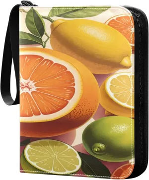 Fruits Card Binder 4 Pockets, 400 Pockets Trading Card Binder Removable Card Albums Card Holder for Games, Sports, Football, Baseball Cards
