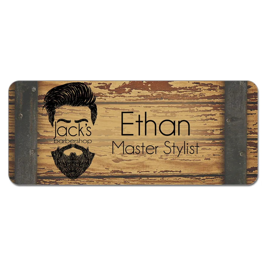 Full Color Plastic Name Badge, Rounded Corners.  Magnetic Backing