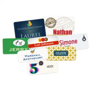 Full Color Plastic Name Badge, Rounded Corners.  Magnetic Backing