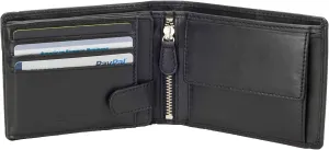 Full Size Large Mens Leather Bifold Wallet Flip ID Zip and Coin Compartment with RFID Protection Anti Theft