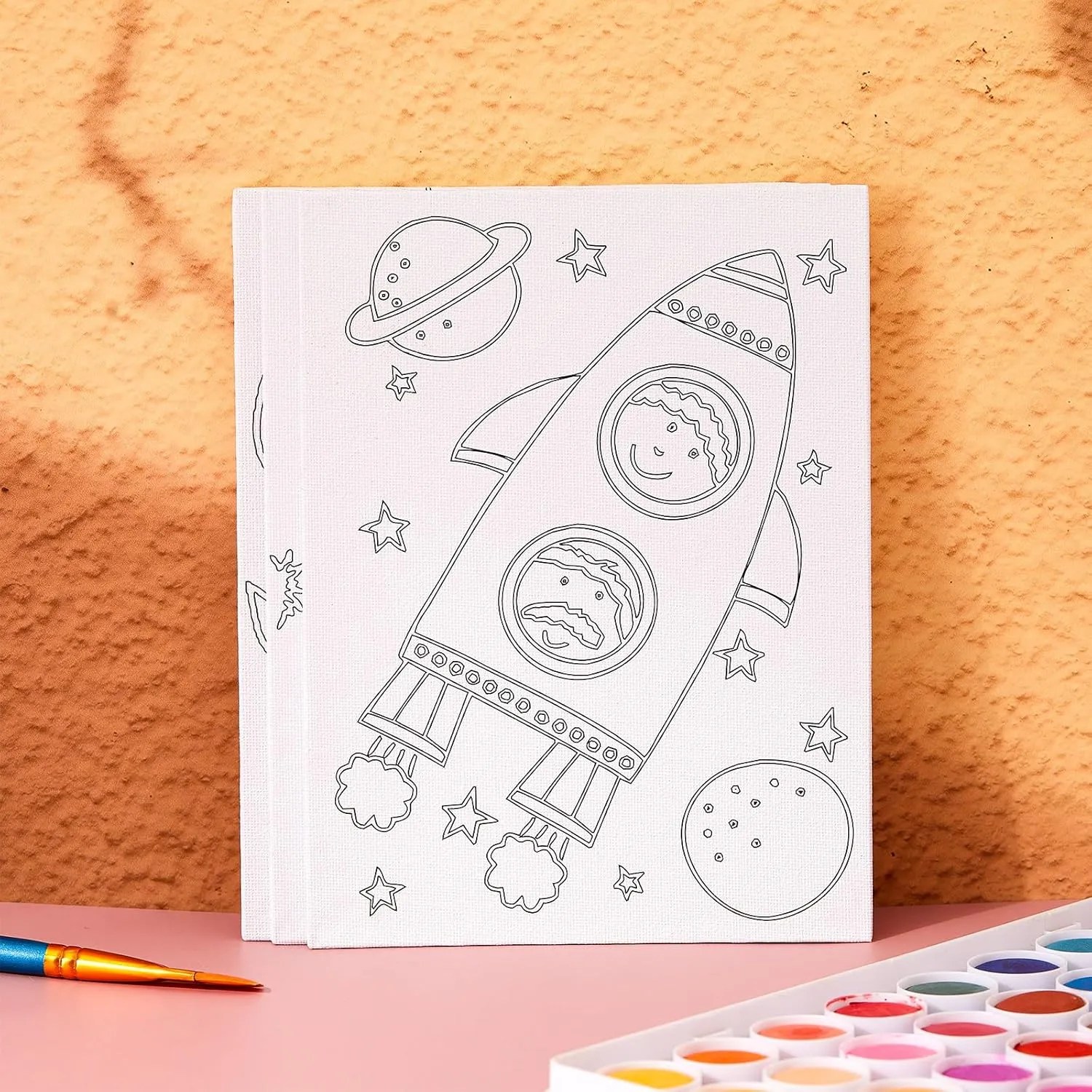 Fulmoon 24 Pcs Pre Drawn Canvas for Painting for Kids Adults Preprinted Bulk 7.8 x 5.8 Inch Pre-Stenciled Painting Canvas Panels for DIY School Gift Classroom Party Favor Activities, 12 Style