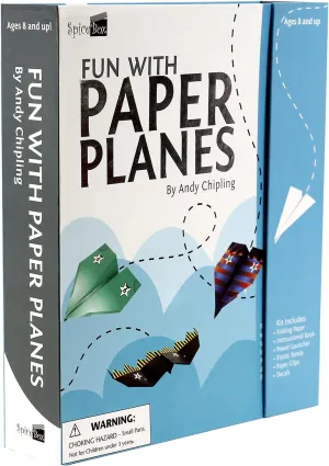 Fun With: Paper Planes - Build & Fly Activity Set, 60 Folding Paper Sheets, 16 Unique Designs, Instruction Book, Elastic Bands & Clips, Kids Ages 8 