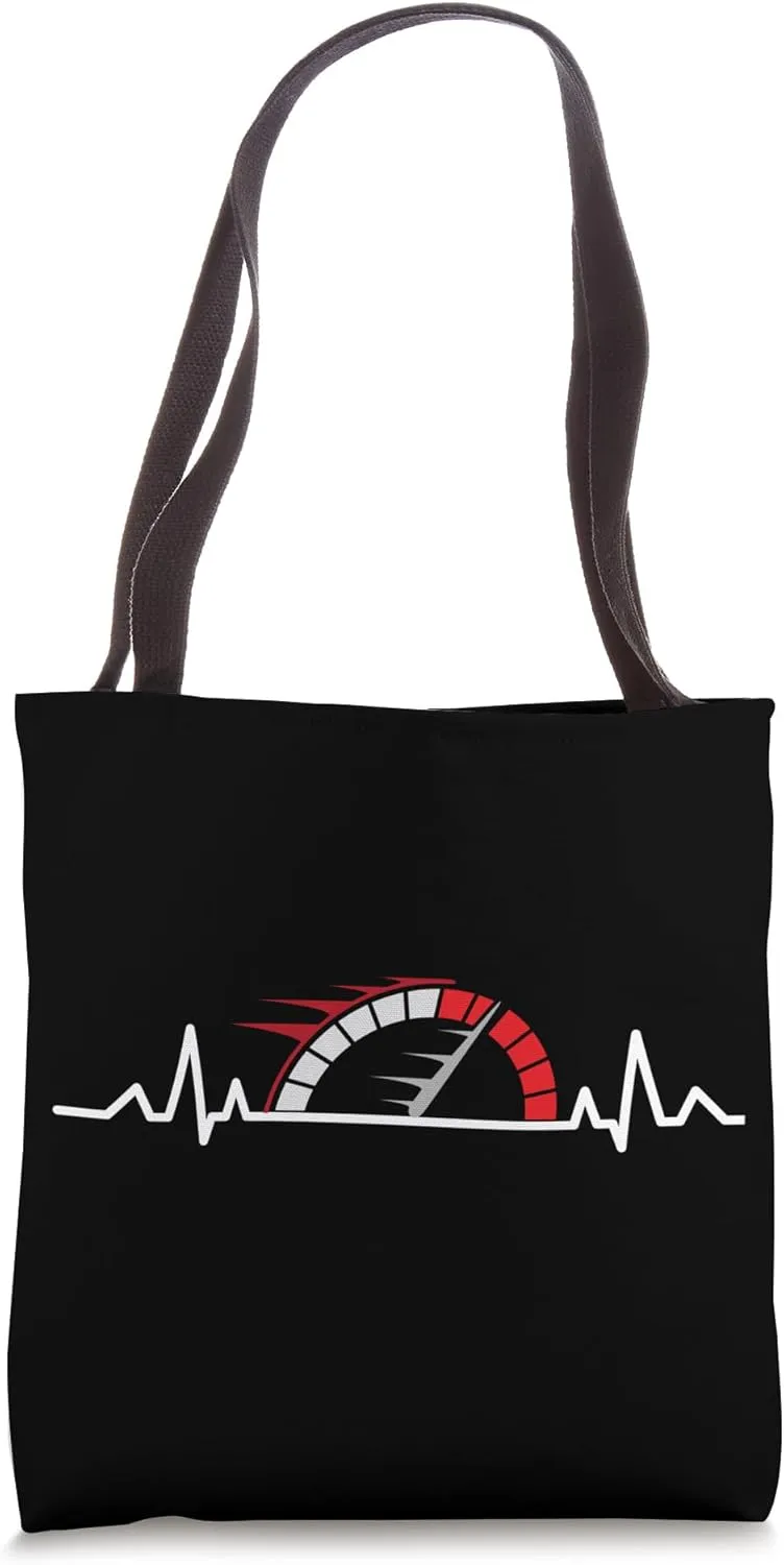 Funny Car Speedometer Auto Mechanic Guys Heartbeat Gift Tote Bag