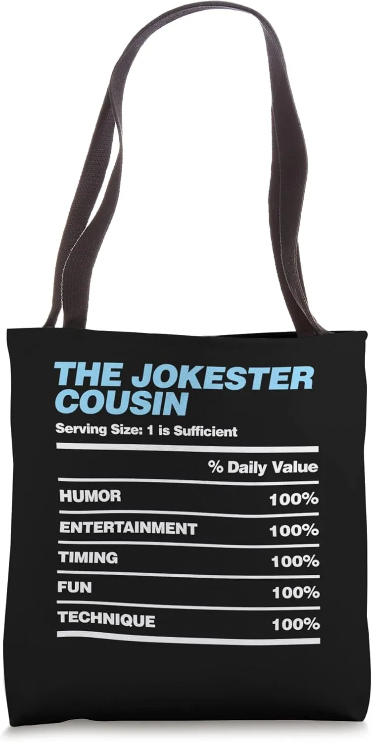Funny Jokester Cousin Nutrition Facts Design Family Holiday Tote Bag