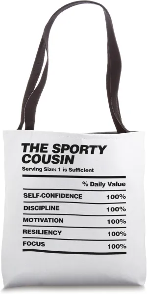 Funny Sporty Cousin Nutrition Facts Design Family Holiday Tote Bag