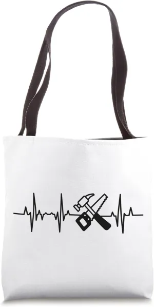 Funny Woodworker Heartbeat Craftsman Tote Bag