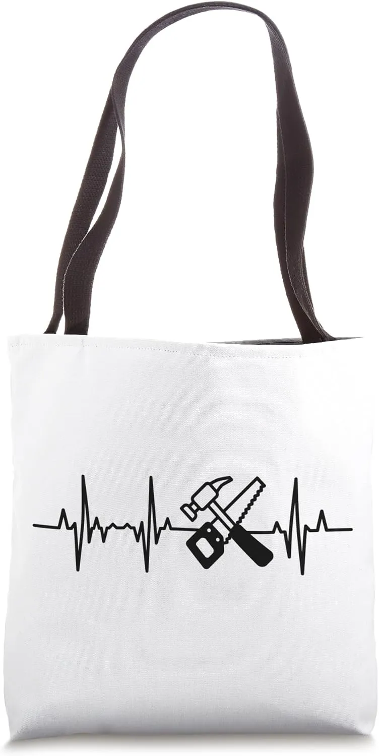 Funny Woodworker Heartbeat Craftsman Tote Bag