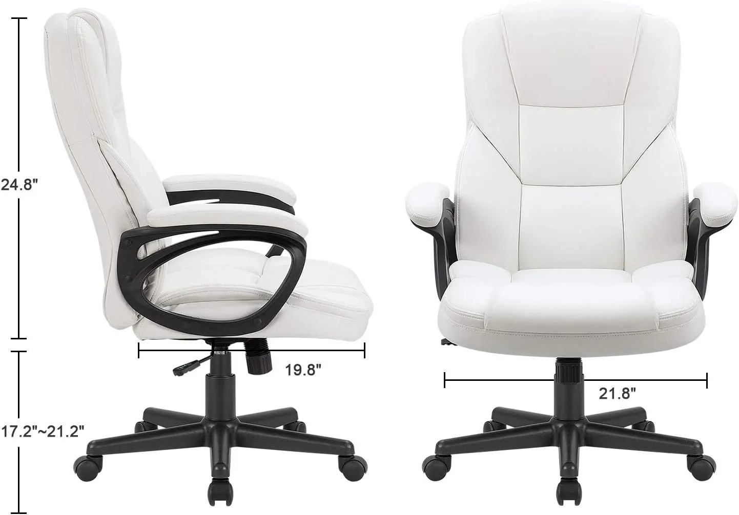 Furmax Office Executive Chair High Back Adjustable Managerial Home Desk Chair,Swivel Computer PU Leather Chair with Lumbar Support (White)