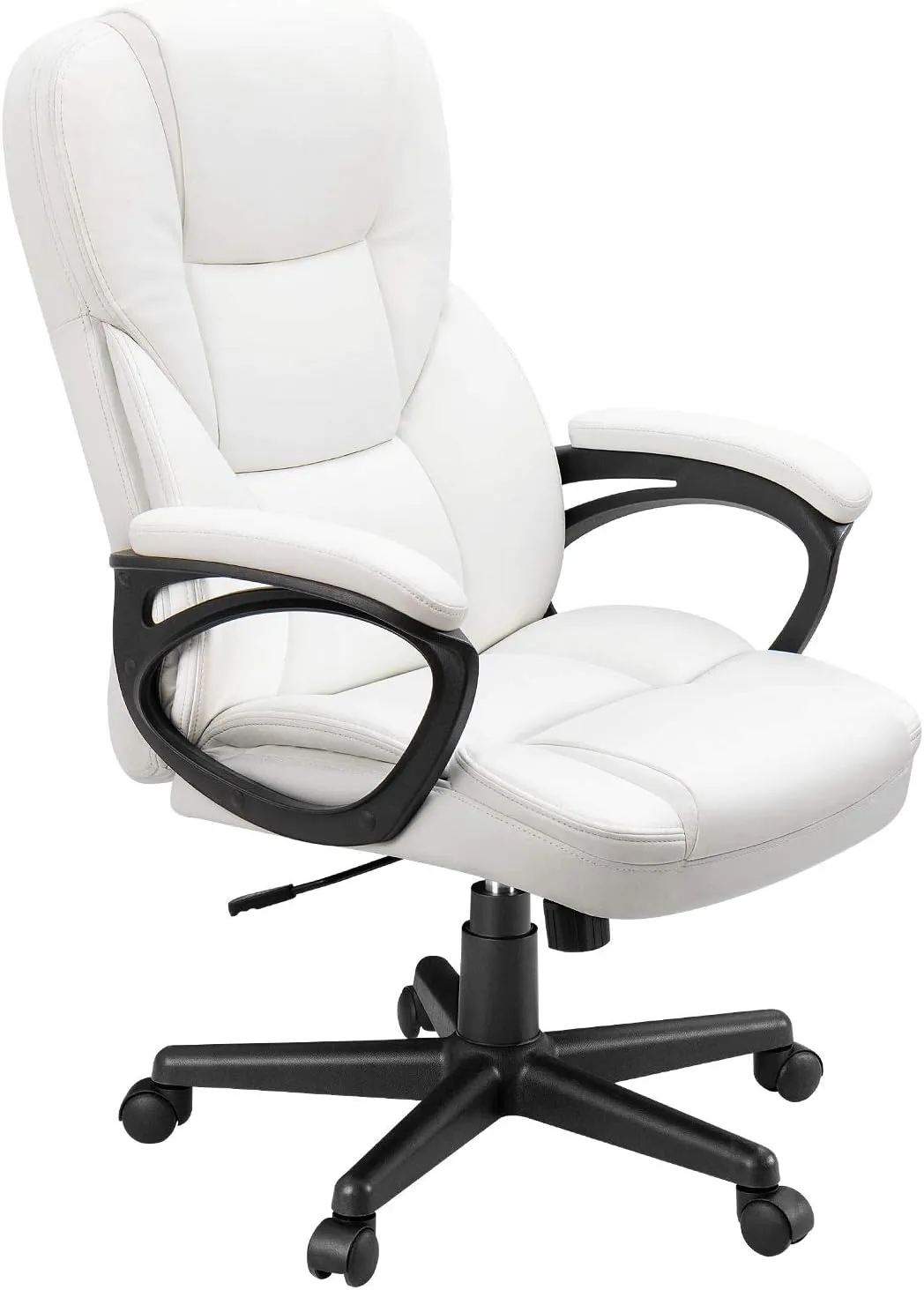 Furmax Office Executive Chair High Back Adjustable Managerial Home Desk Chair,Swivel Computer PU Leather Chair with Lumbar Support (White)