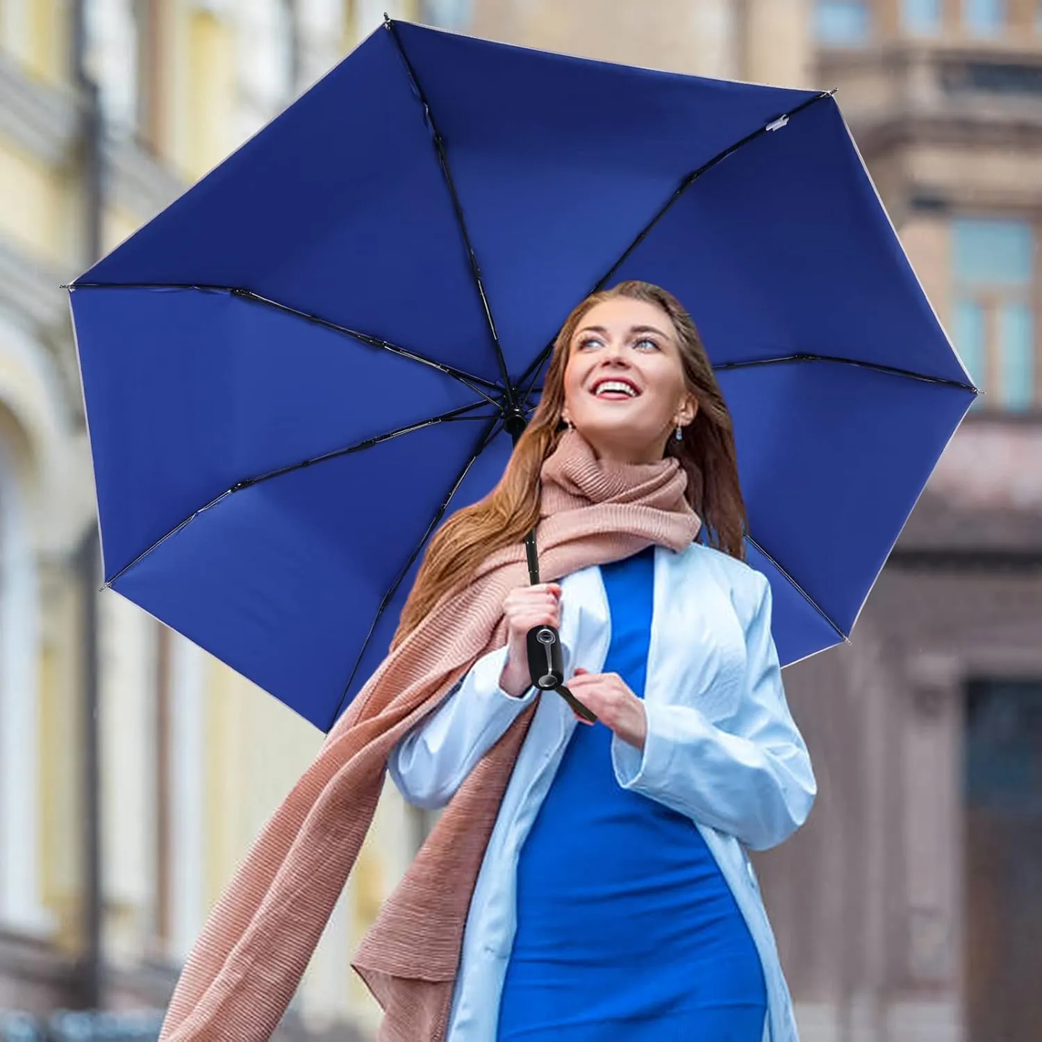 G4Free UPF 50  UV Protection Large Travel Umbrella 42/46 Inch Auto Open Close Windproof Sun Blocking Umbrella