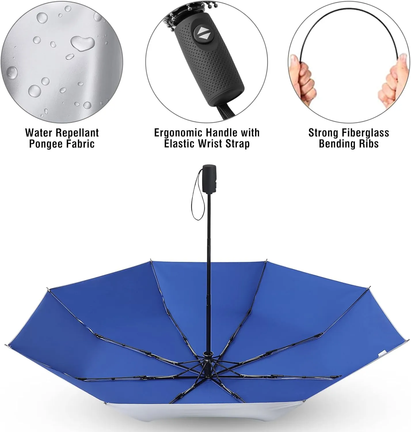 G4Free UPF 50  UV Protection Large Travel Umbrella 42/46 Inch Auto Open Close Windproof Sun Blocking Umbrella