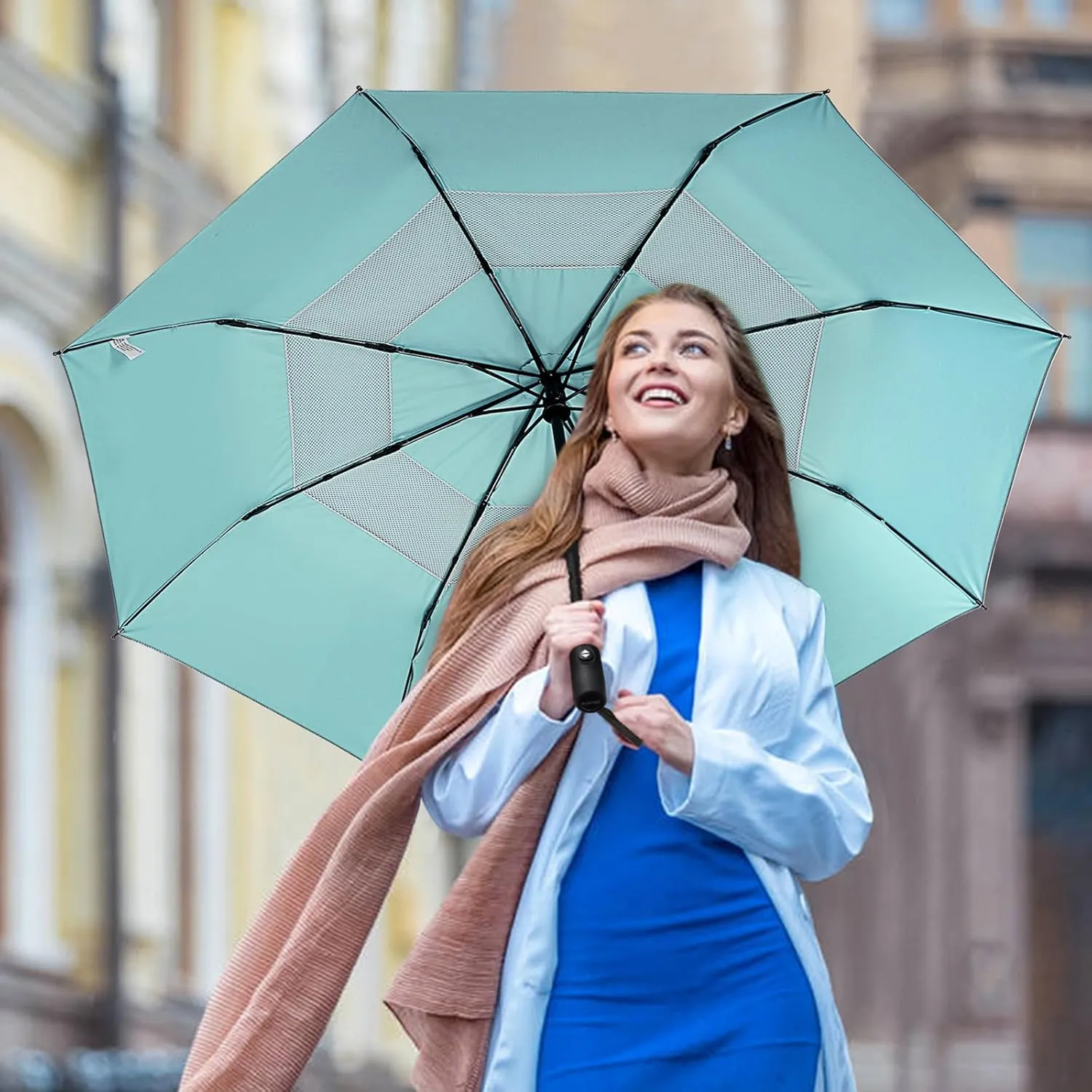 G4Free UPF 50  UV Protection Travel Umbrella 42/46 Inch Windproof Silver Coating Sun Blocking Umbrella