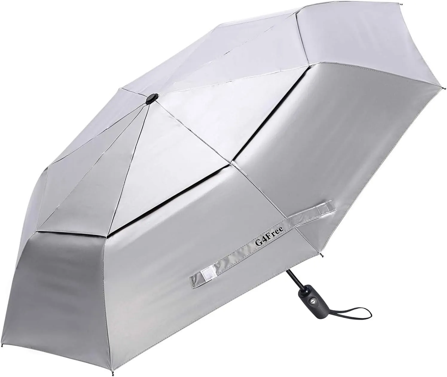G4Free UPF 50  UV Protection Travel Umbrella 42/46 Inch Windproof Silver Coating Sun Blocking Umbrella