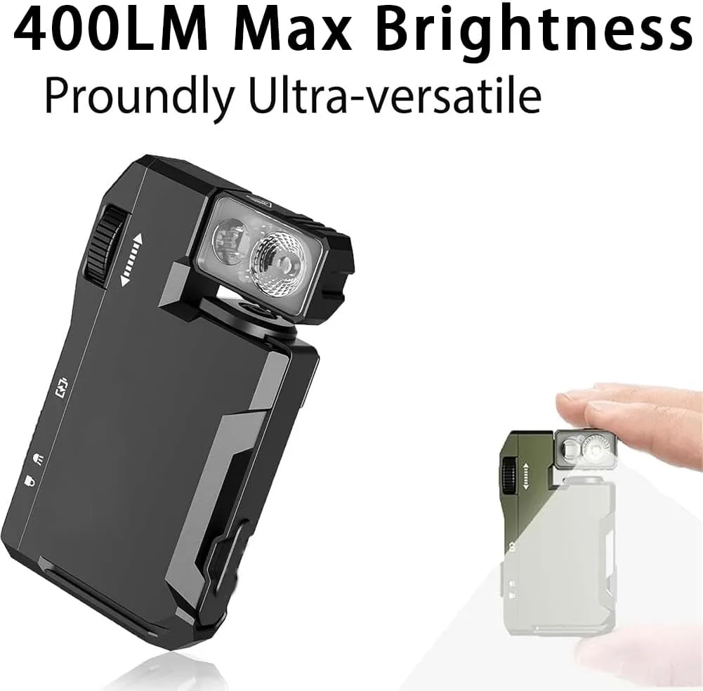 G5 Premium Pocket-Sized Mini RGB Flashlight, 400 Lumens Super Bright Rechargeable EDC Flattorch, Portable Magnetic Petite Flat Keychain Flashlight for Camping & Emergency (Green*2)