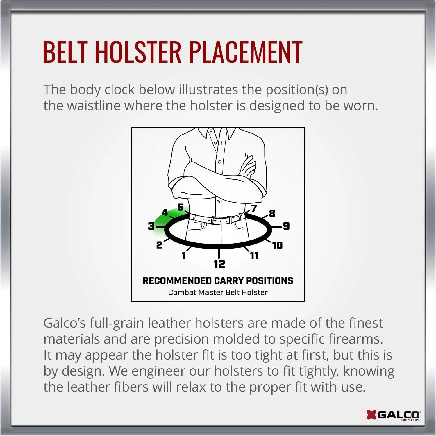 Galco Combat Master Belt Holster for 1911 5-Inch Colt, Kimber, para, Springfield