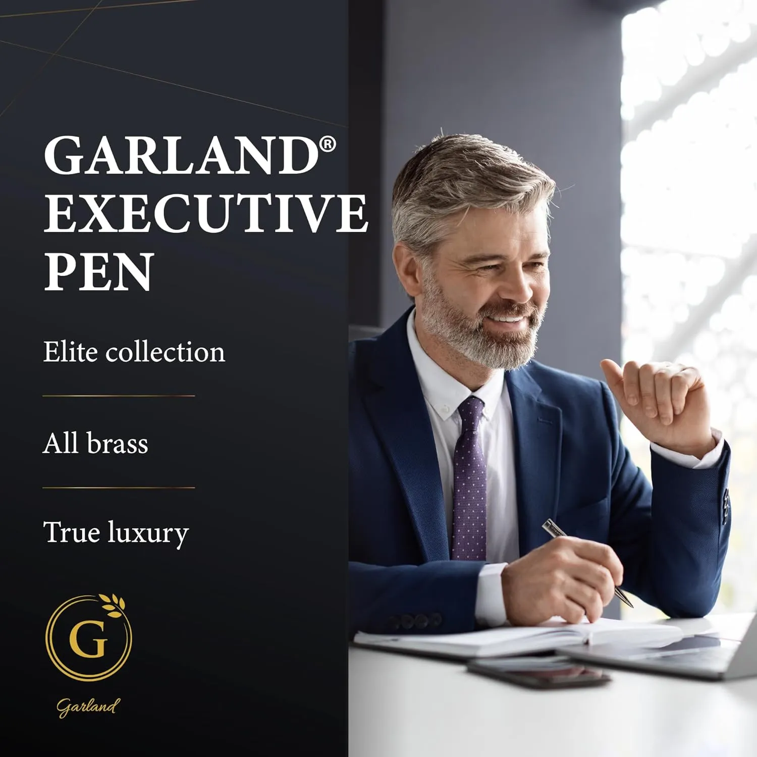 Garland Luxury Executive Twist Pen – Made in USA - Heirloom Quality All Brass Pen, Premium Gift Box, Executive Desk, Gifts, Clients, Graduates, Professionals, Refillable (Gold)