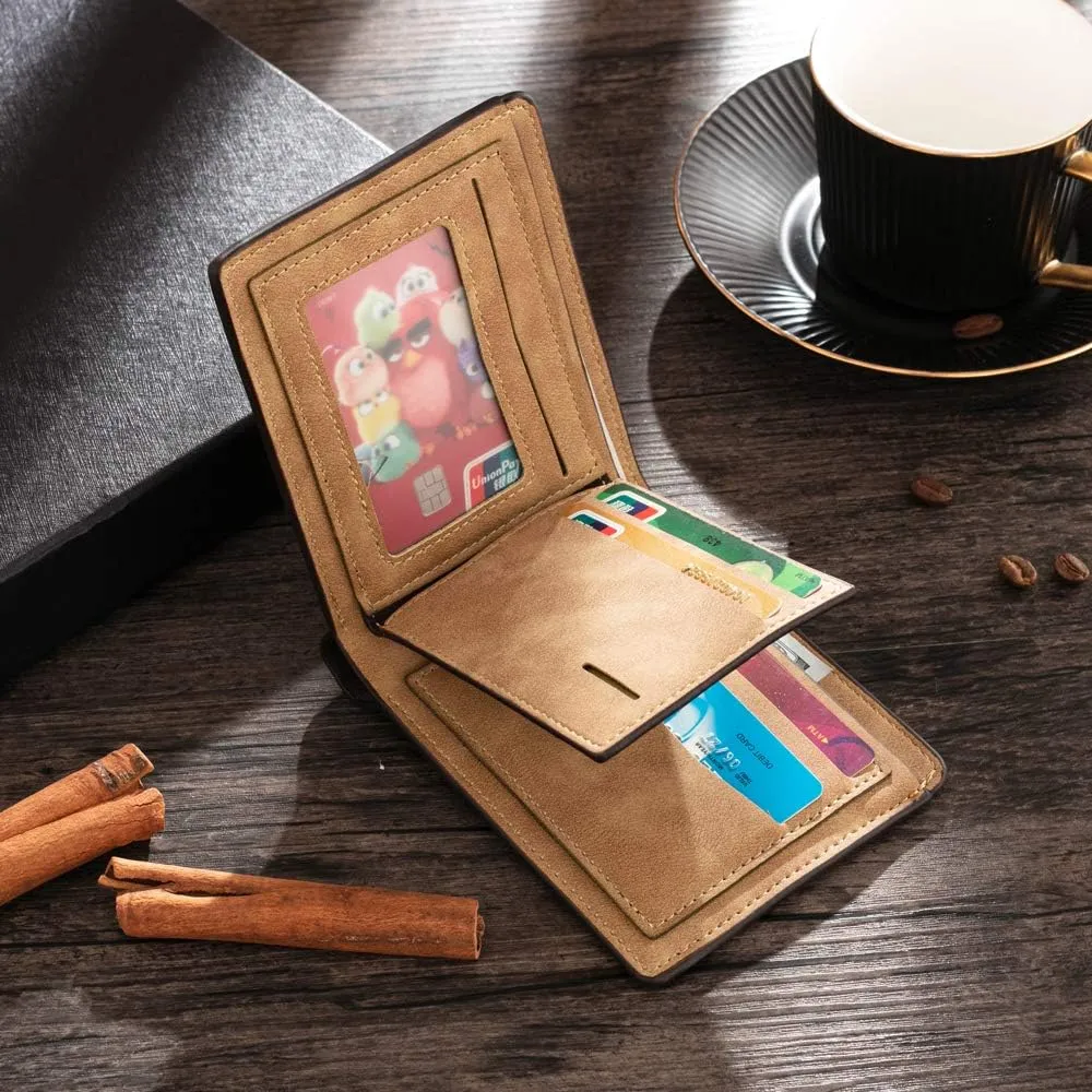 Gemszoo Gifts for Dad Personalized Photo Initial Name Wallet Custom Picture Wallet for Men Husband Grandpa (Khaki)