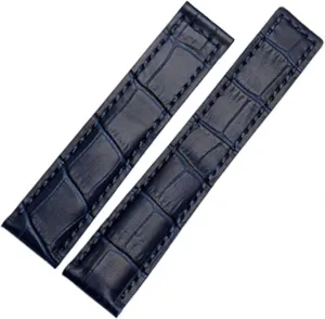 Genuine Leather Bracelet 19mm 20mm 22m for Tag Heuer Watchband Men Wristwatches Band Accessories Fold Buckle Leather Watch Strap (Color : Blue no Buckle, Size : 22mm)