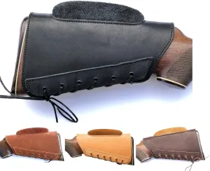 Genuine Leather Buttstock Cover Sleeve Suede Padded Cheek Rest Long Range Shooting