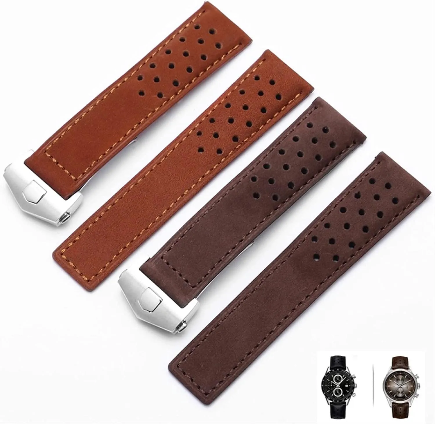 Genuine leather watchband for TAG heuer watch strap with folding buckle 20mm 22mm Gray Black Brown cow leathr Band