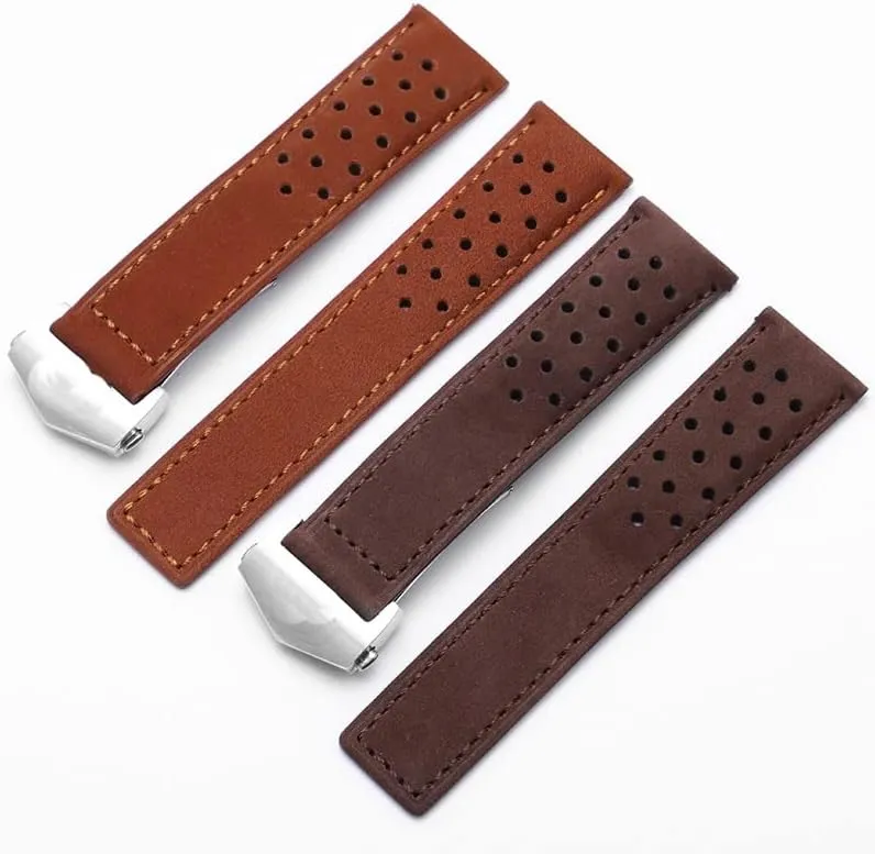 Genuine Leather Watchband For TAG Heuer Watch Strap With Folding Buckle 20mm 22mm Gray Black Brown Cow Leathr Band