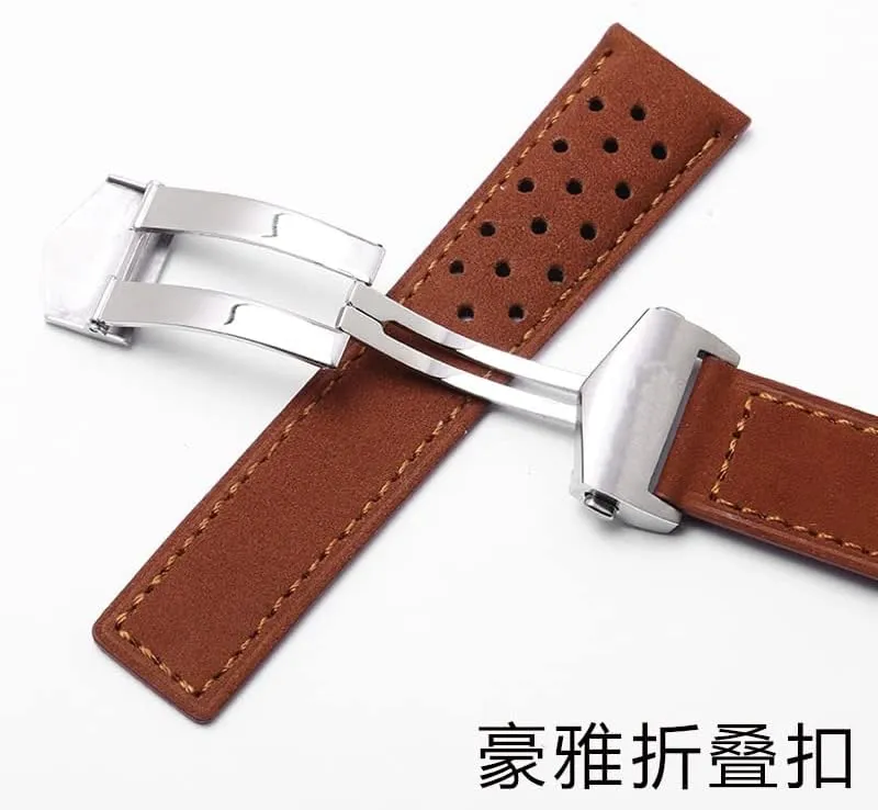 Genuine Leather Watchband For TAG Heuer Watch Strap With Folding Buckle 20mm 22mm Gray Black Brown Cow Leathr Band