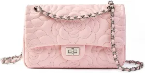 Genuine Leather Women's Bag Camellia Shoulder Bag Chain Sheepskin Purse Handbag