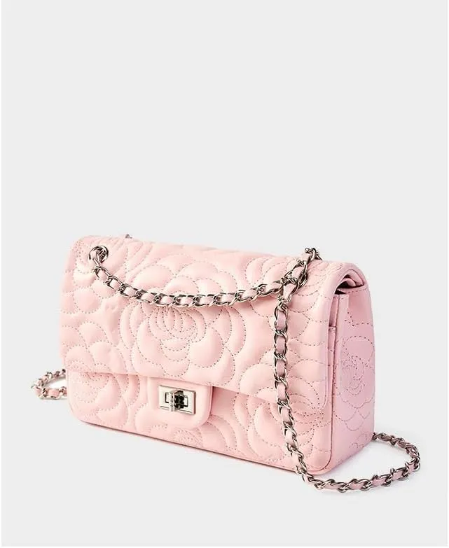 Genuine Leather Women's Bag Camellia Shoulder Bag Chain Sheepskin Purse Handbag