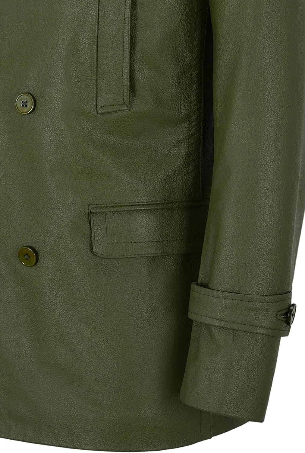 German Pea Coat Men Classic Reefer Military Style Cowhide Leather Jacket DR-Who