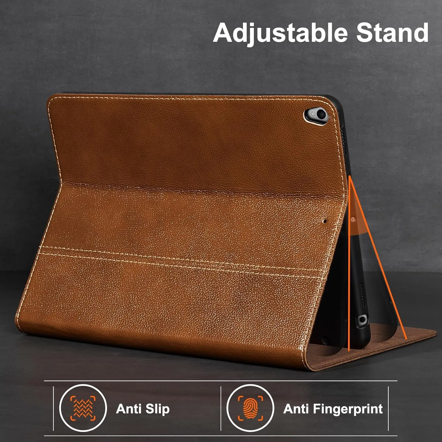 Gexmil Leather Case for iPad air 10.5 Inch (3rd Gen.2019),iPad Pro 10.5 Inch(2017), with Built-in Apple Pencil Holder,Premium Cowhide Folio Cover,Yellow Brown